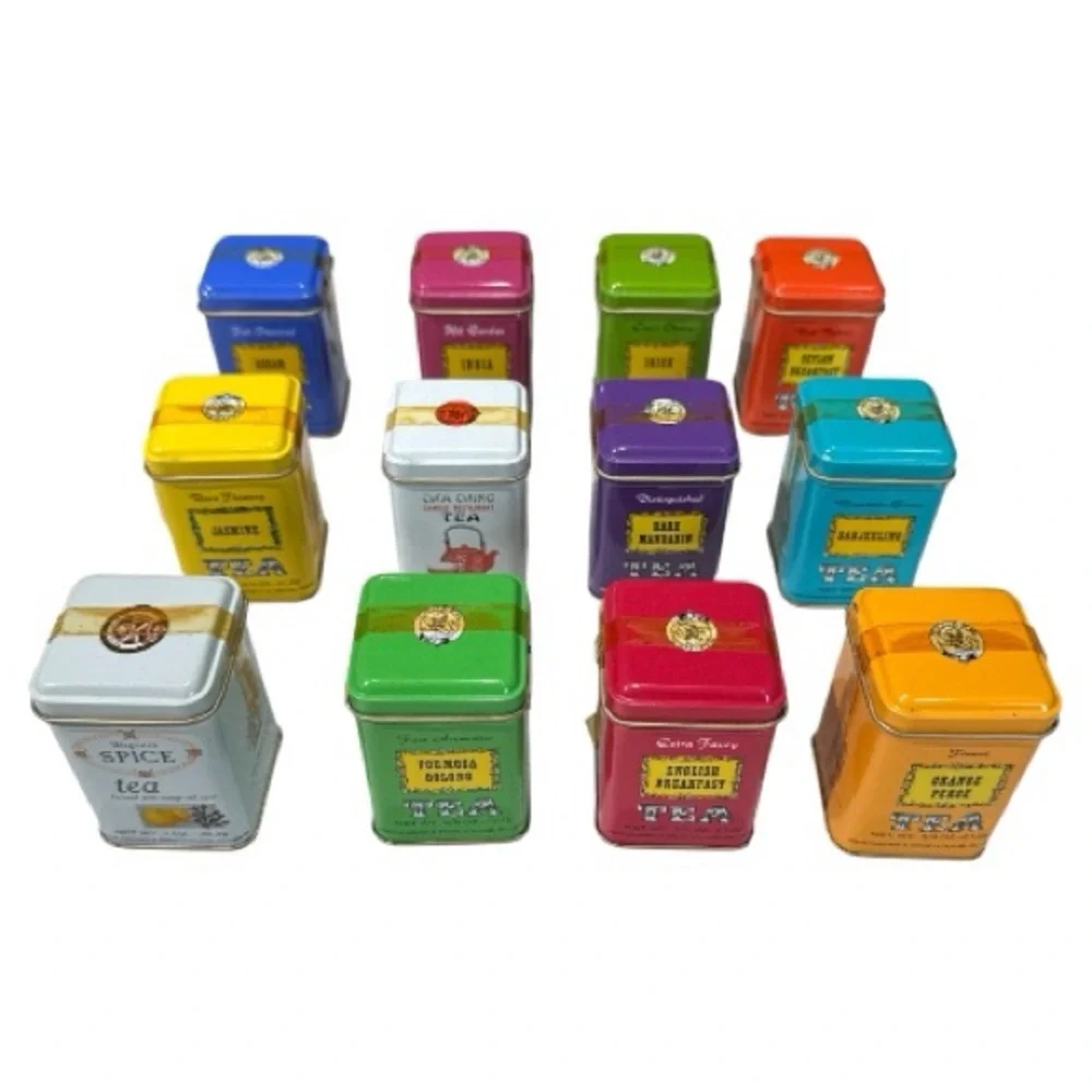 Vintage Mid Century John Wagner & Sons Set of 12 Collectible Tea Tins
